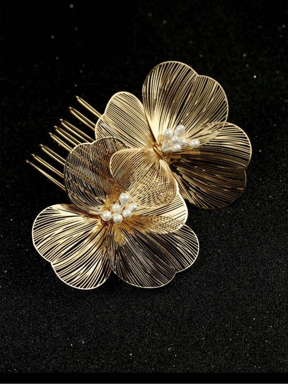 Gold Floral Wire Hair Comb R757